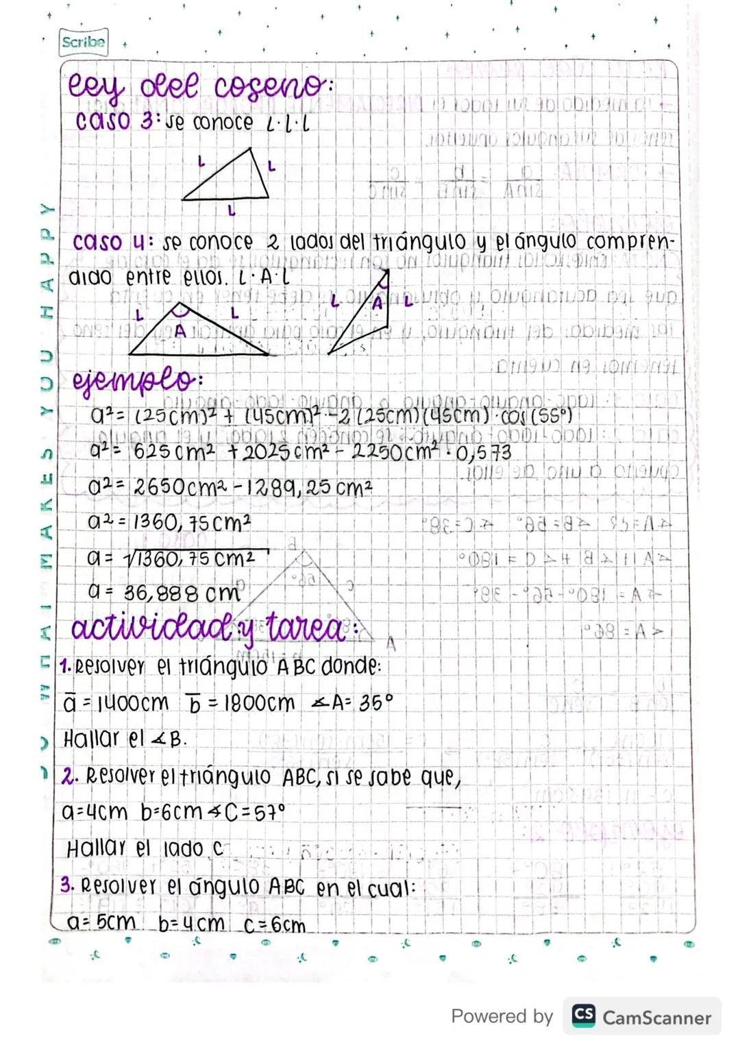 # Scribe
eey del seno
→ la medida de sus Lodos es DIRECTAMENTE PROPORCIONAL a los
senos de sus ángulos opuestos.
→FORMULA: $\frac{a}{SIMA