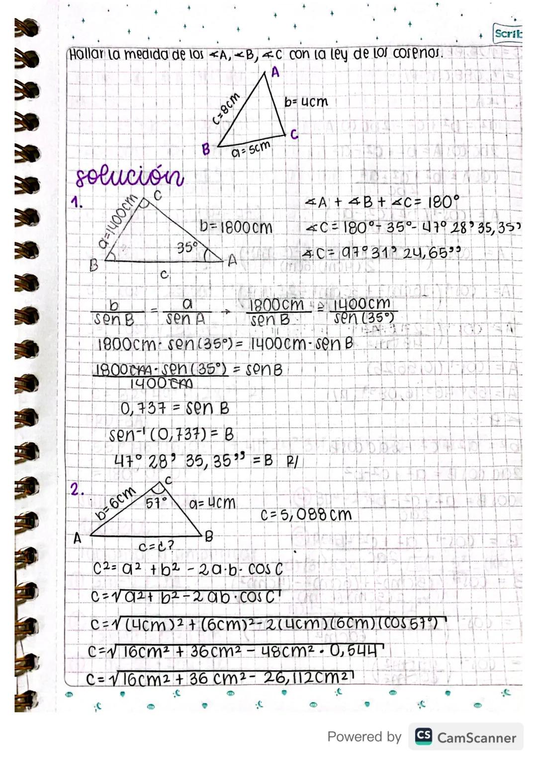 # Scribe
eey del seno
→ la medida de sus Lodos es DIRECTAMENTE PROPORCIONAL a los
senos de sus ángulos opuestos.
→FORMULA: $\frac{a}{SIMA