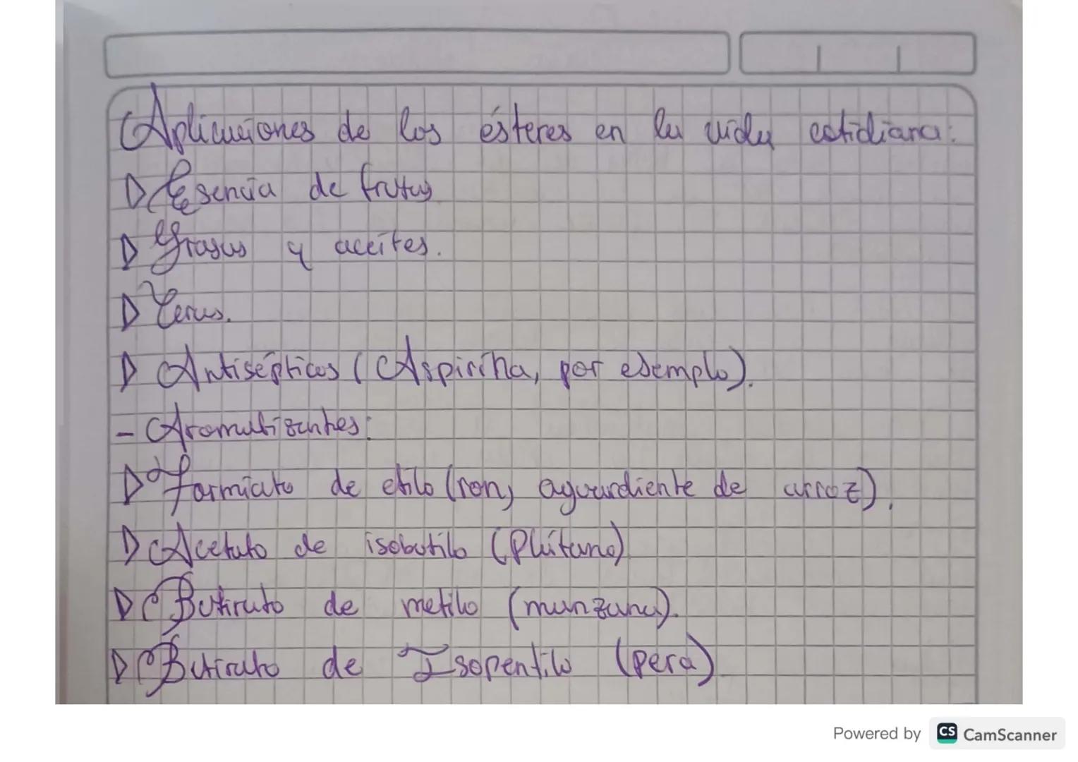 05/06/23
# Pesteres
Es un compuesto arguoicos que se
tu reacción entre un ácido arboxílio y un alcohol.
lla grupo carbonilo (C=O) esta unide