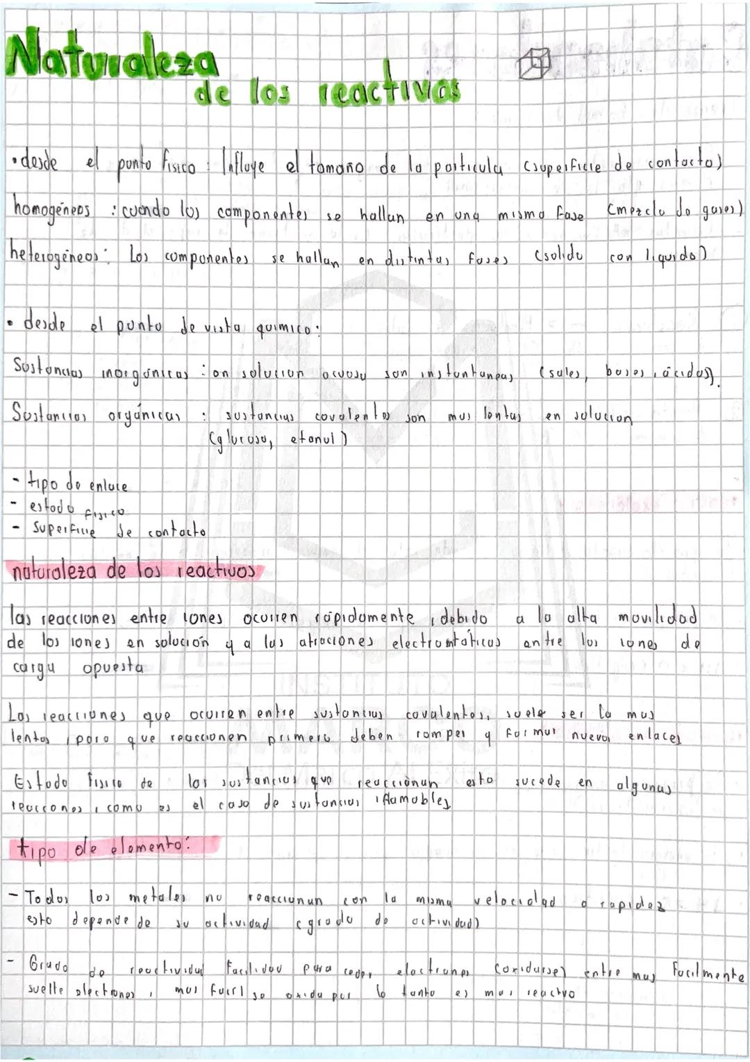 Naturaleza de los reactivos