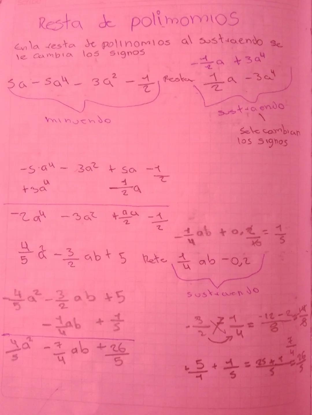 Resta de polinomios