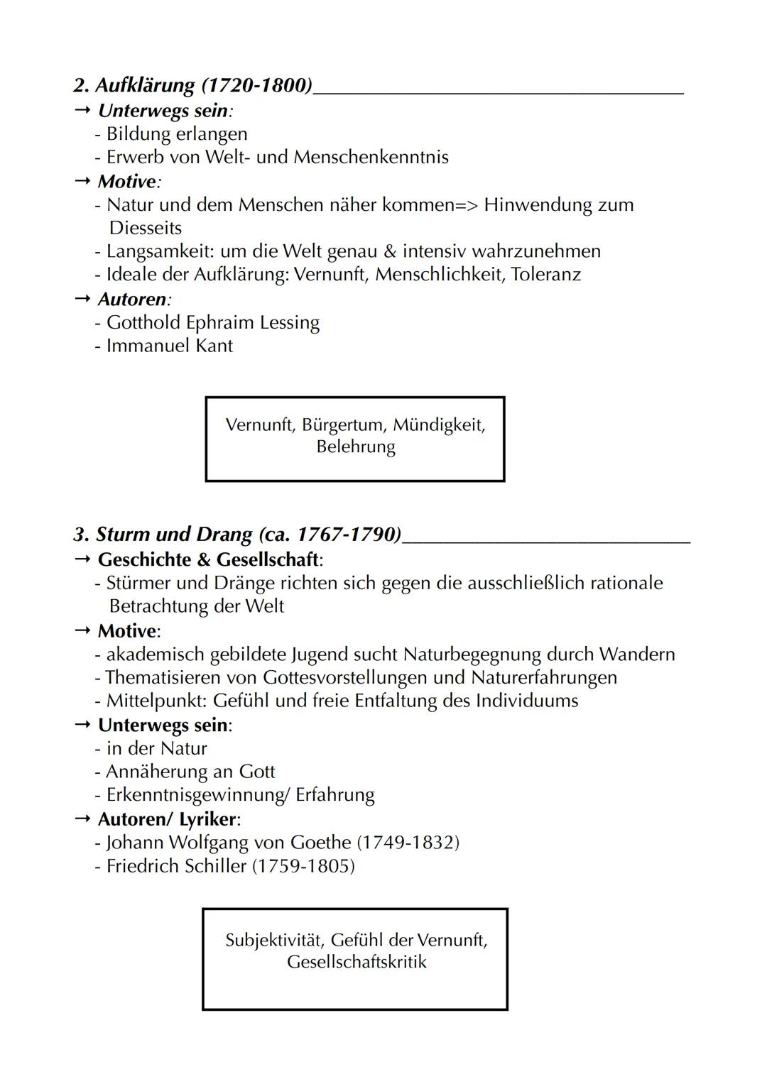 Lyrik: „Unterwegs sein"
Motive
→ Sehnsucht, Heimweh, Fernweh
→ Unterwegs sein als Entwicklungsprozess
→ "Sehnsuchtsland": Italien
→ Unterwe