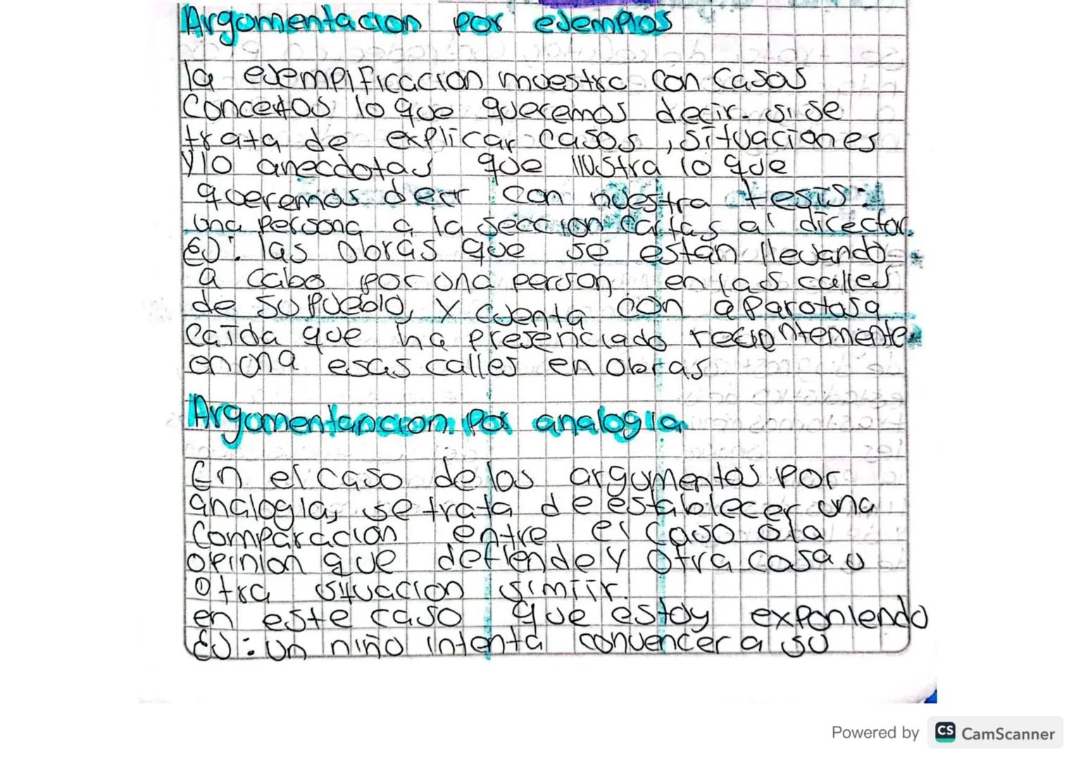 Argomentación por exemplos
la exemplificación muestra con Casas
Concetos lo que queremos decir. Sise
trata de explicar casos, situaciones
Yl