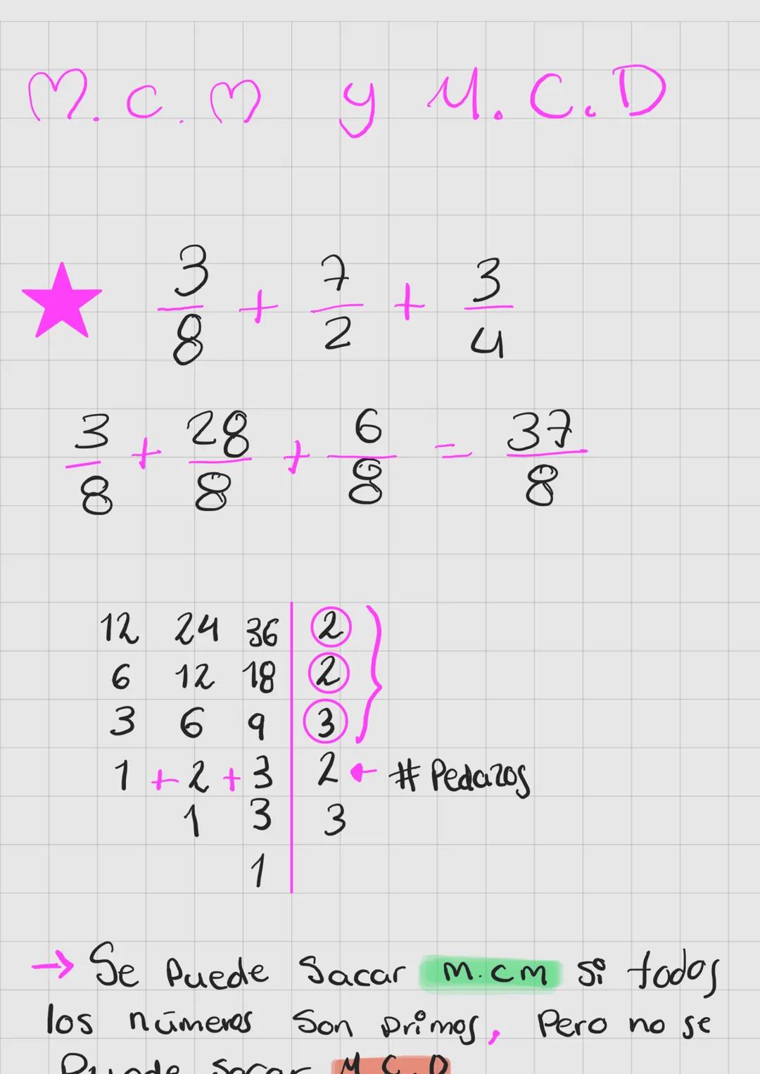 Mínimo común múltiplo y máximo común divisor
