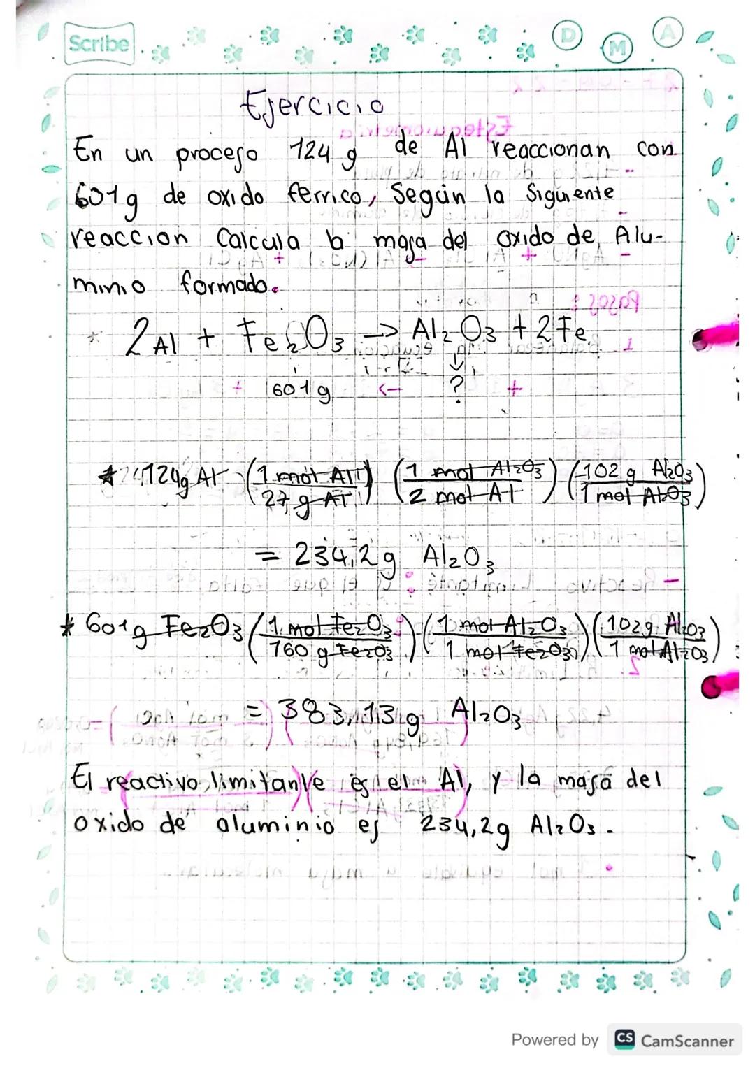 30
22
Estequiometria
Scribe
-4,22 g de nitrato de plata.
-
-7,73 g de cloruro de aluminio
AgNO3 + A1 C13 -> Al (NO 3 ) 3 + Ag Cl
Pasos
1. Ba