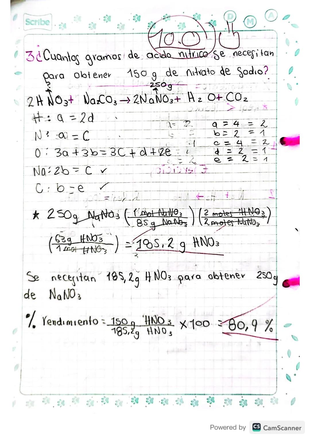 30
22
Estequiometria
Scribe
-4,22 g de nitrato de plata.
-
-7,73 g de cloruro de aluminio
AgNO3 + A1 C13 -> Al (NO 3 ) 3 + Ag Cl
Pasos
1. Ba