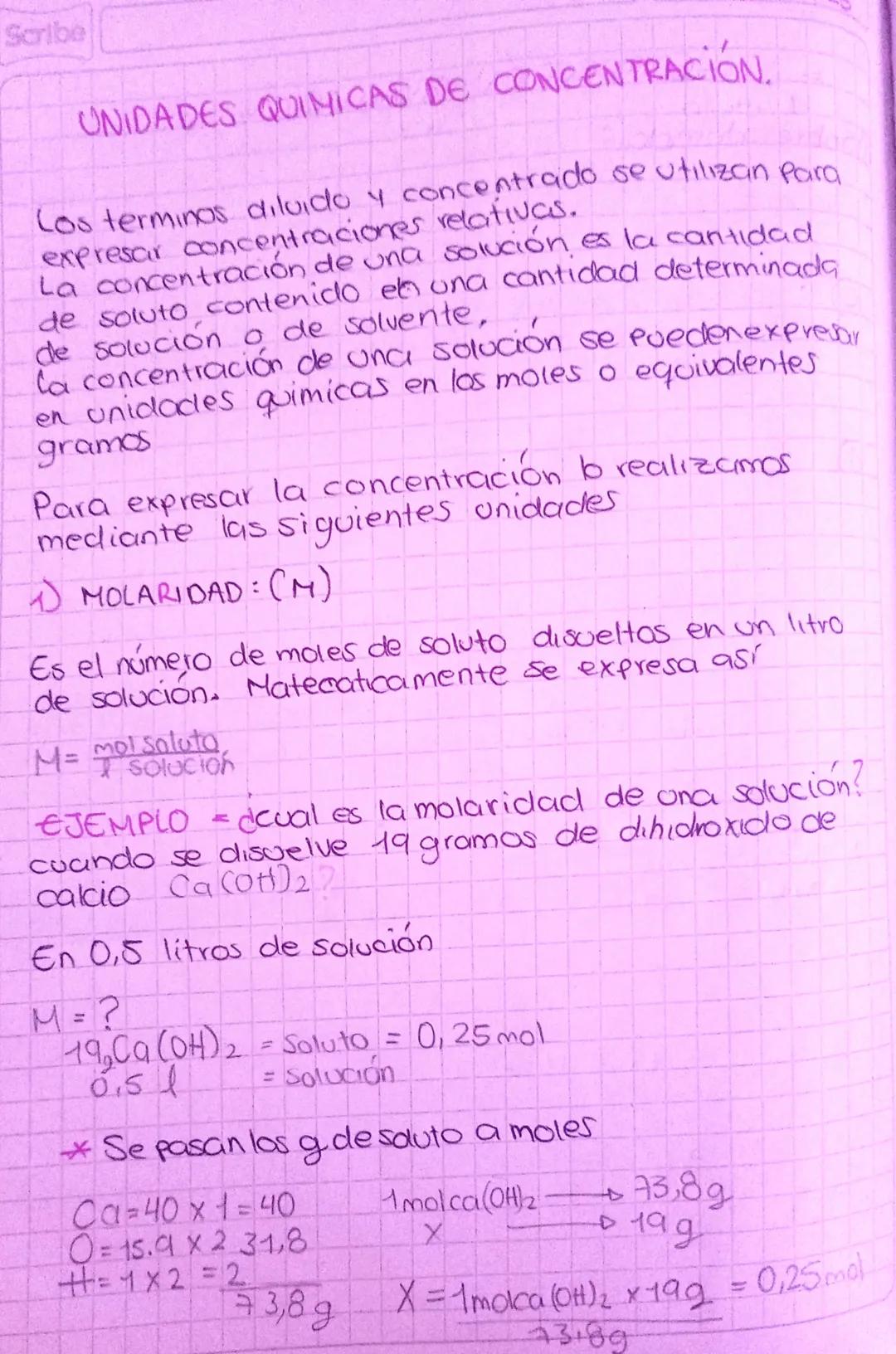 Unidades Químicas de Concentración: Moralidad y Normalidad