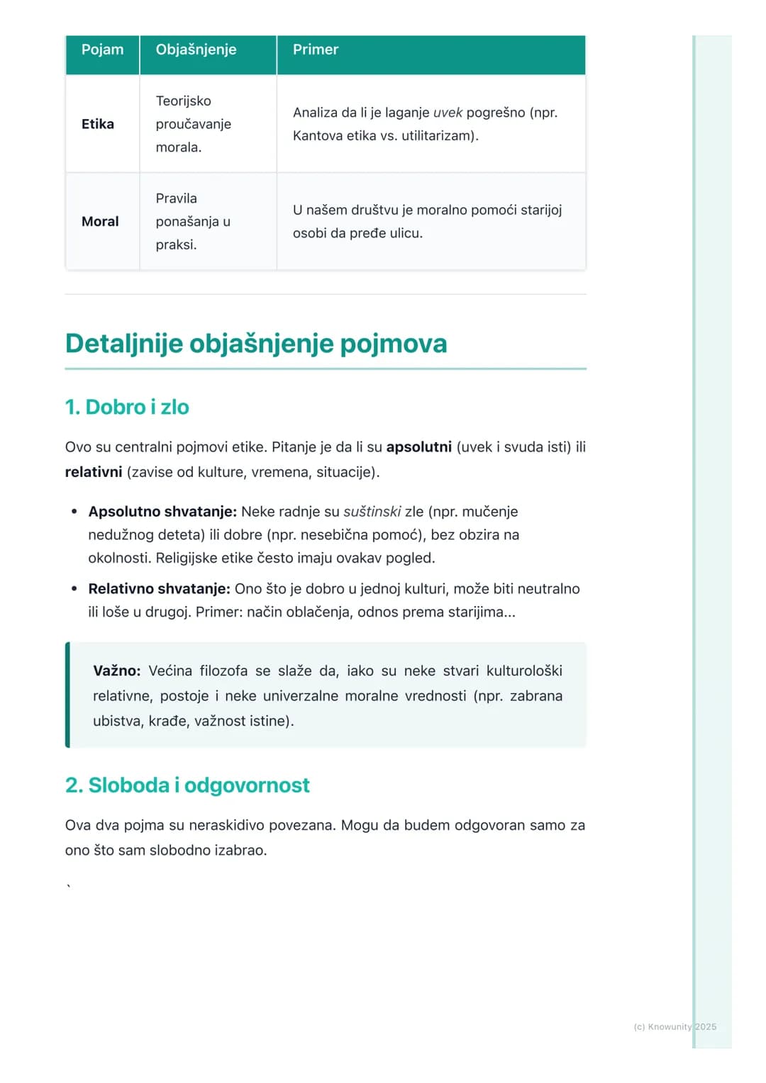 # Osnovni pojmovi etike
## Uvod u osnovne pojmove etike
Etika je grana filozofije koja se bavi moralom, tj. proučavanjem onoga što je
ispr