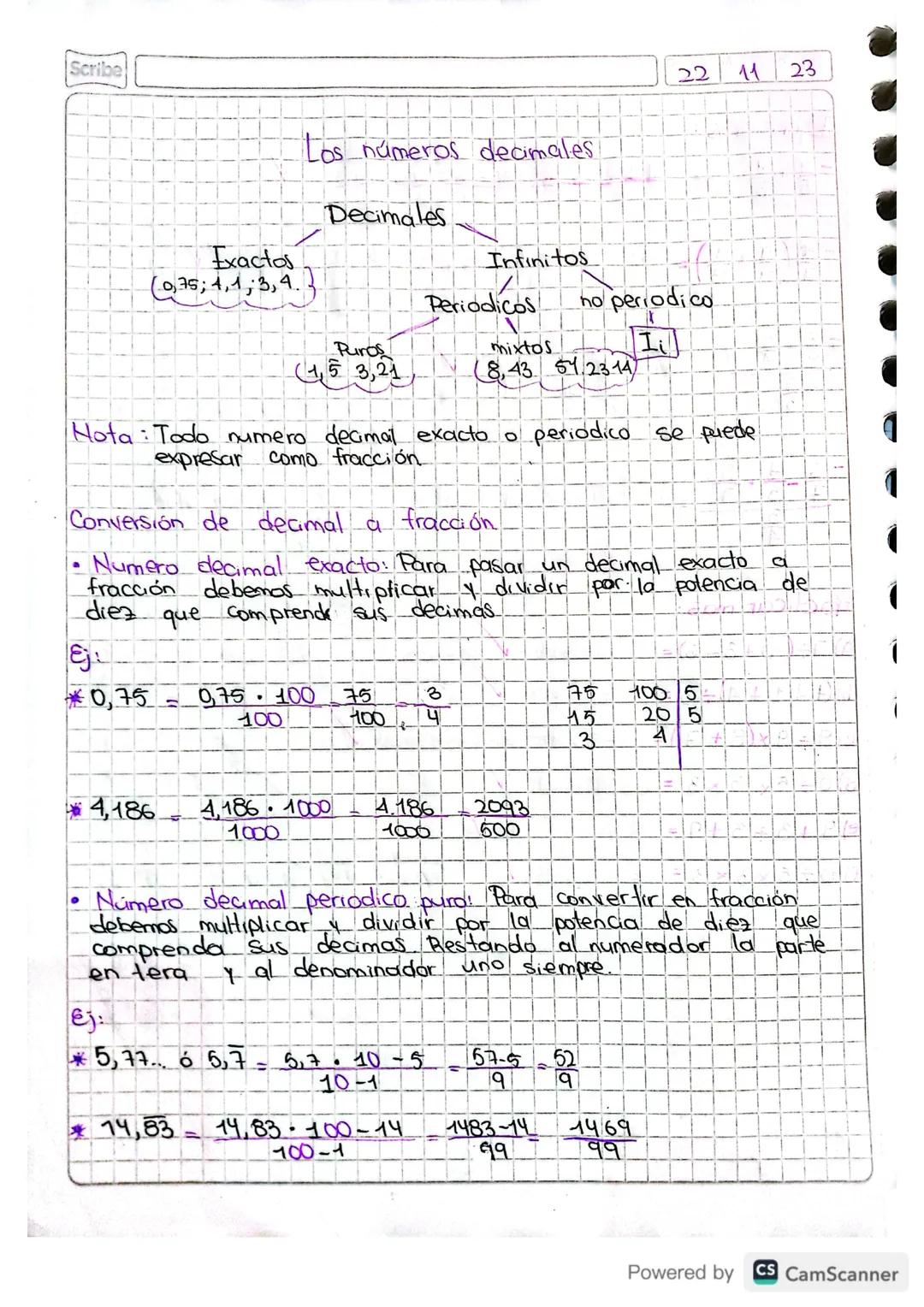 Scribe
Exactos
Los números decimales
Decimales
Infinitos
22
11
23
(0,75; 4,1,3,4.3
Periodicos
ho periodico
Puros
53,21
mixtos
Li
(8,43 57.23