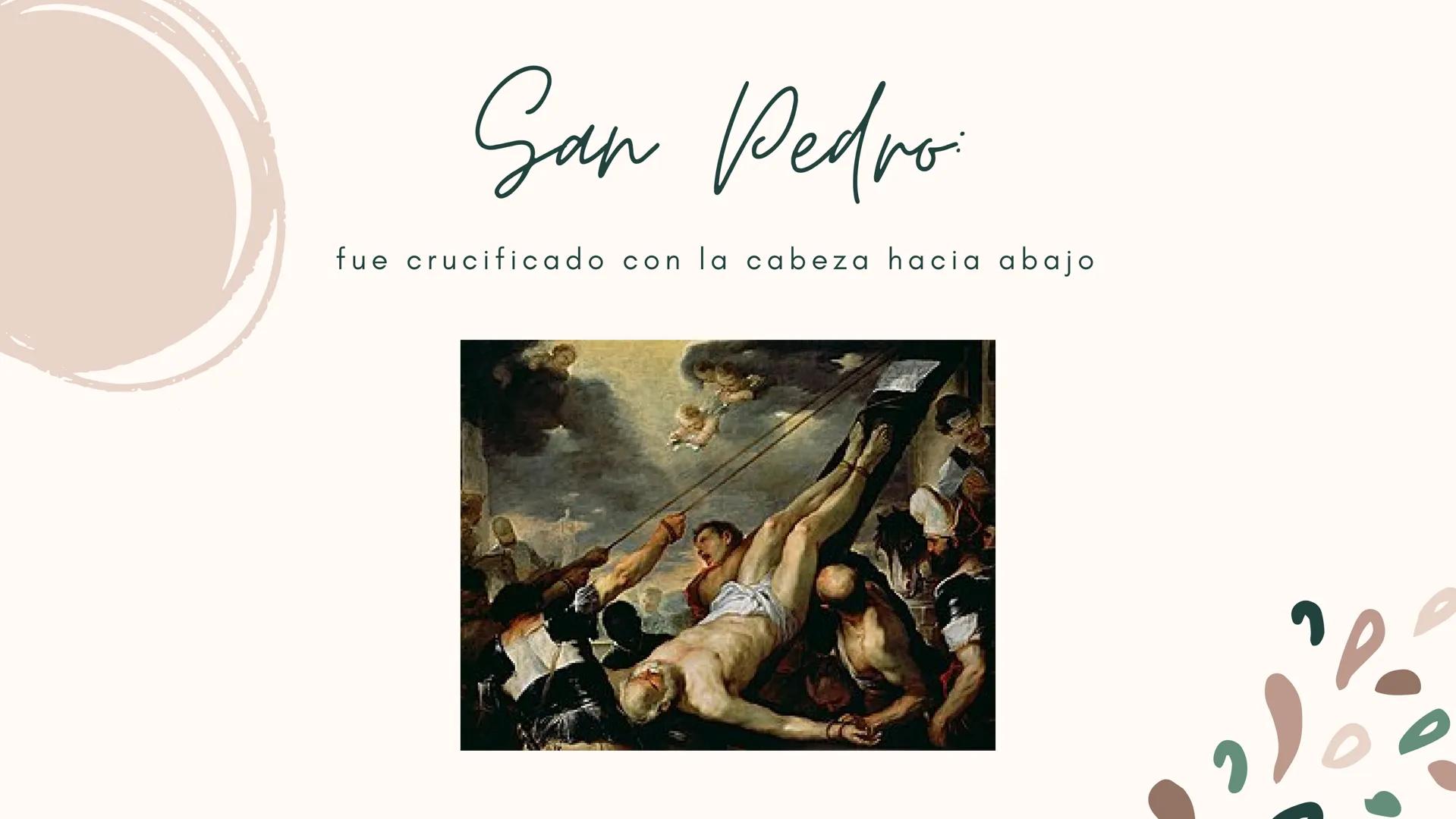 La muerte de los
12 apostoles San Pedro
fue crucificado con la cabeza hacia abajo San Andres
Fue atado en una cruz con forma de "X" (C) Waho