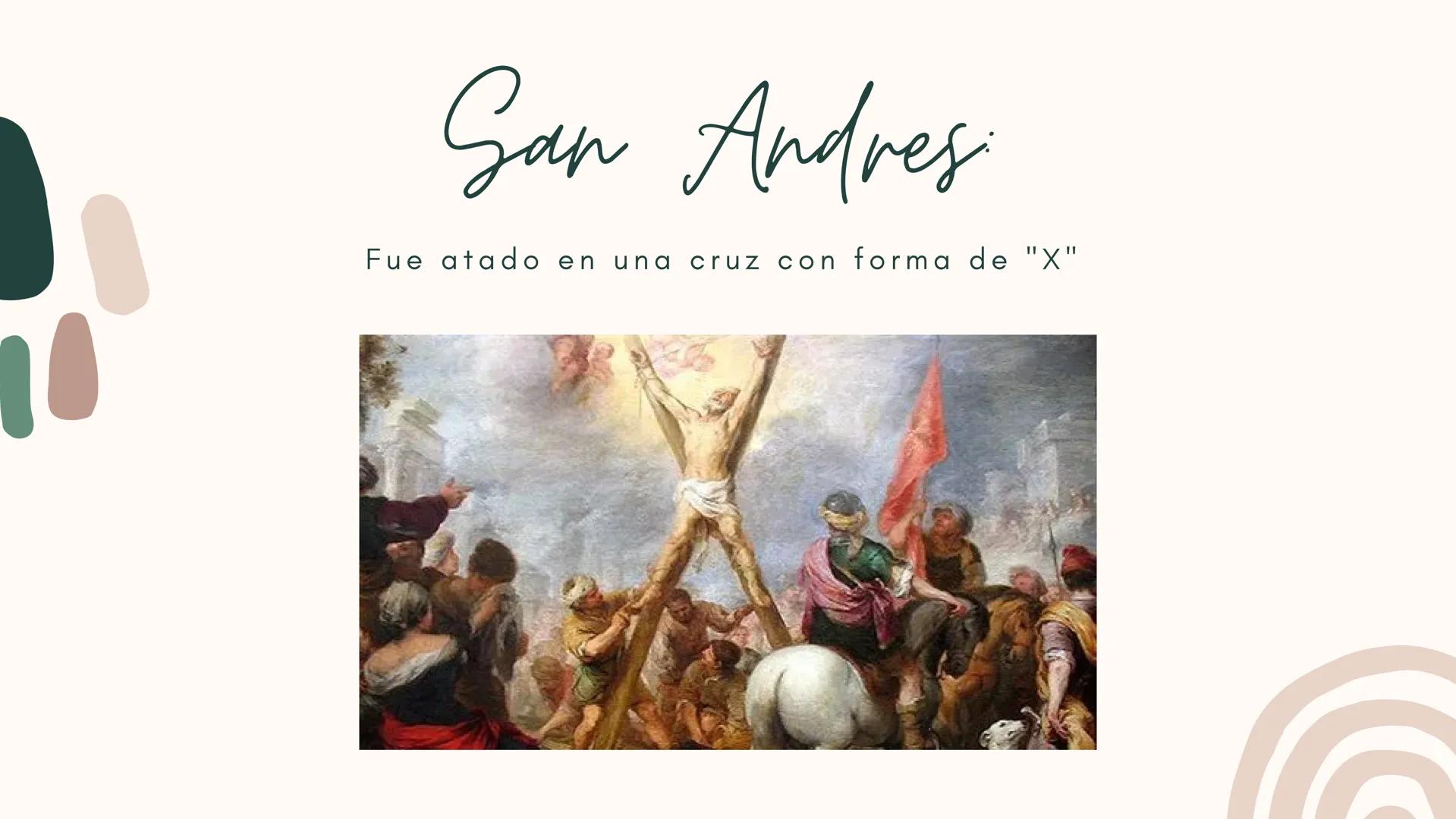 La muerte de los
12 apostoles San Pedro
fue crucificado con la cabeza hacia abajo San Andres
Fue atado en una cruz con forma de "X" (C) Waho