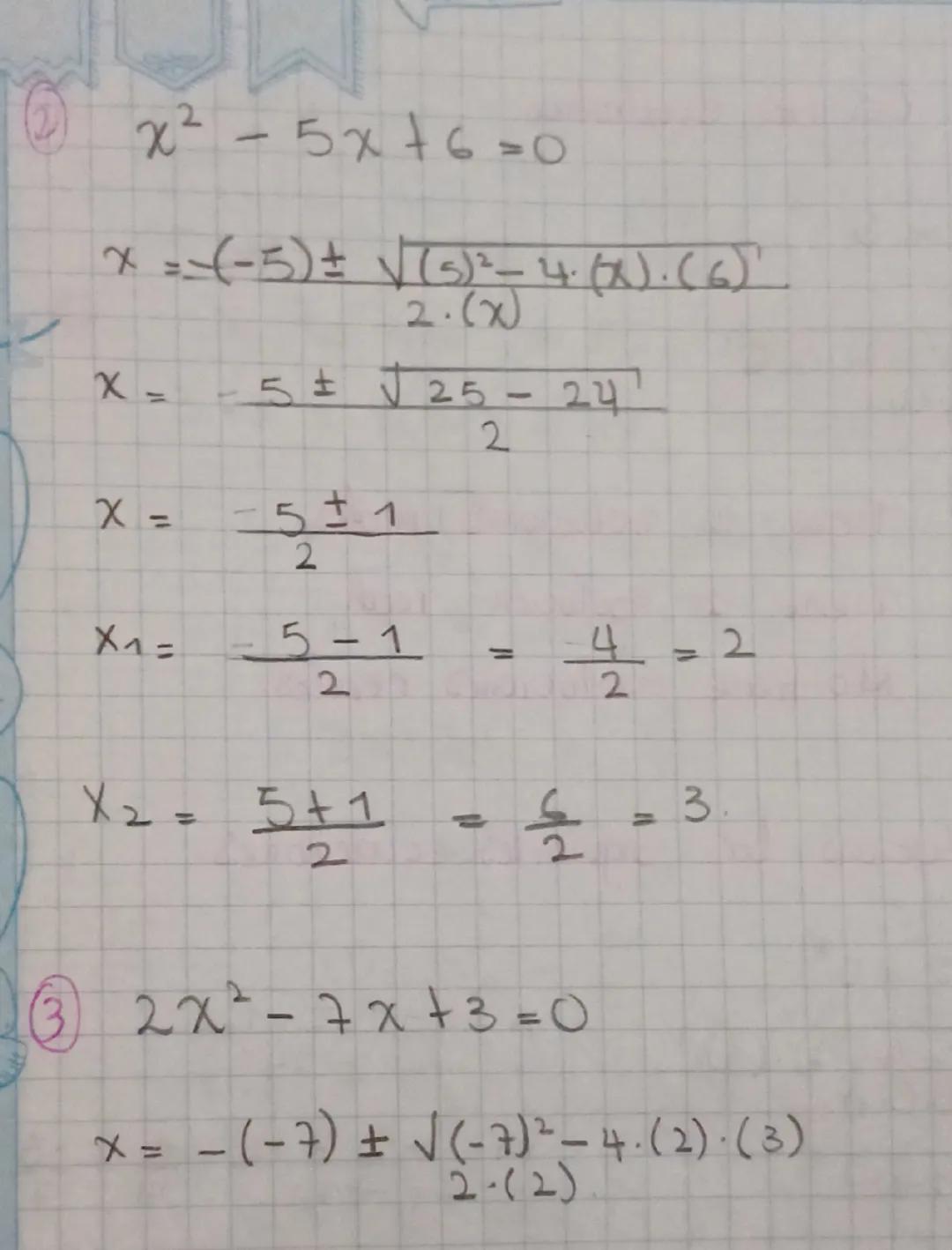 tuación Cuadratica.
ax² + bx + c = 0
x = = b ± √5² - 4.9. C'
-b±√√5²-4ac
2.a
b²-4. a. c>0 Tiene 2 soluciones reales
5²-4ac = 0 Tiene 1 Goluc