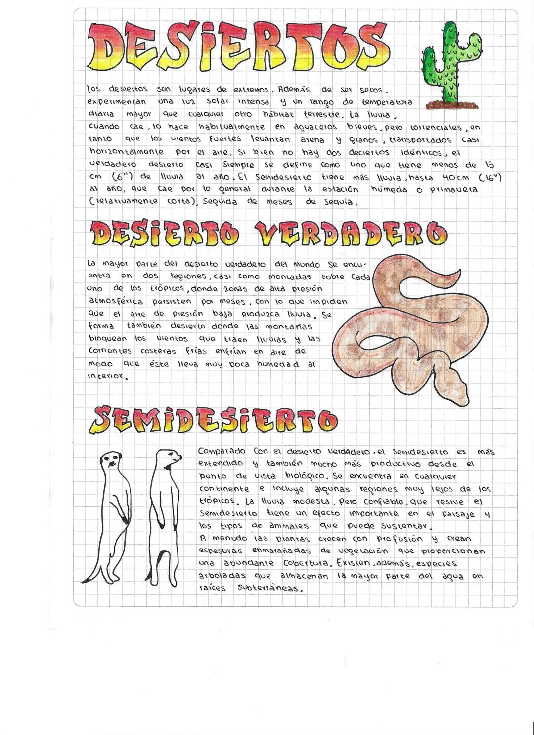 DESIERTOS
Los desiertos son lugares de extremos. Ademas de ser secos,
experimentan
una 102 Solar Intensa yun rango de temperatura
diaria may
